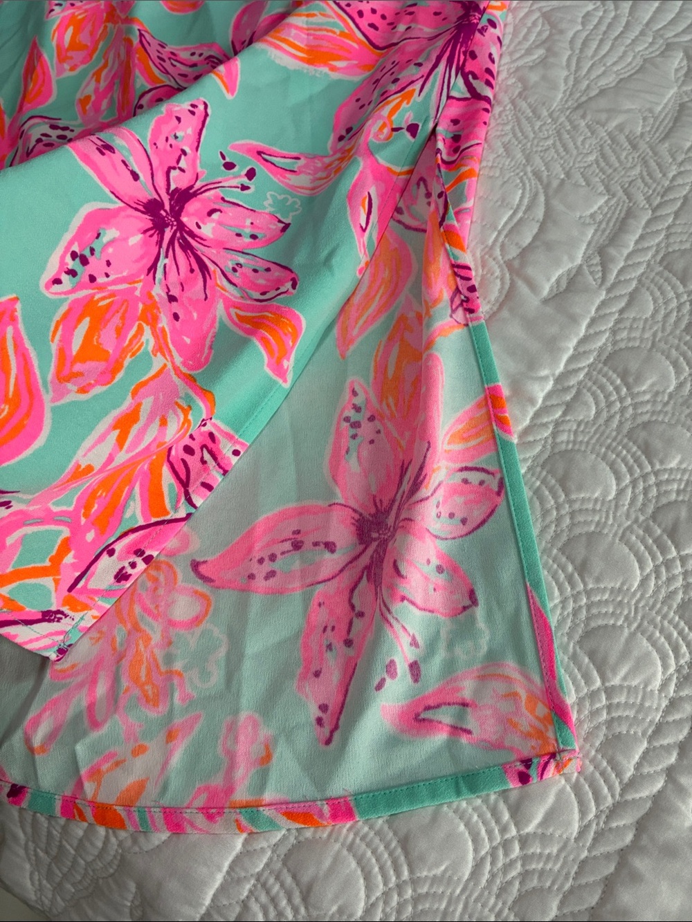 Lilly Pulitzer Mint Floral Maxi Skirt with Pink & Orange Blooms - Picture 2 of 5